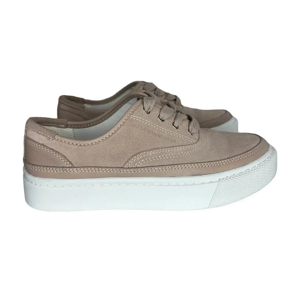 All Saints Bella Dusty Rose Pink Women's Suede Leather Platform Sneakers Size 7